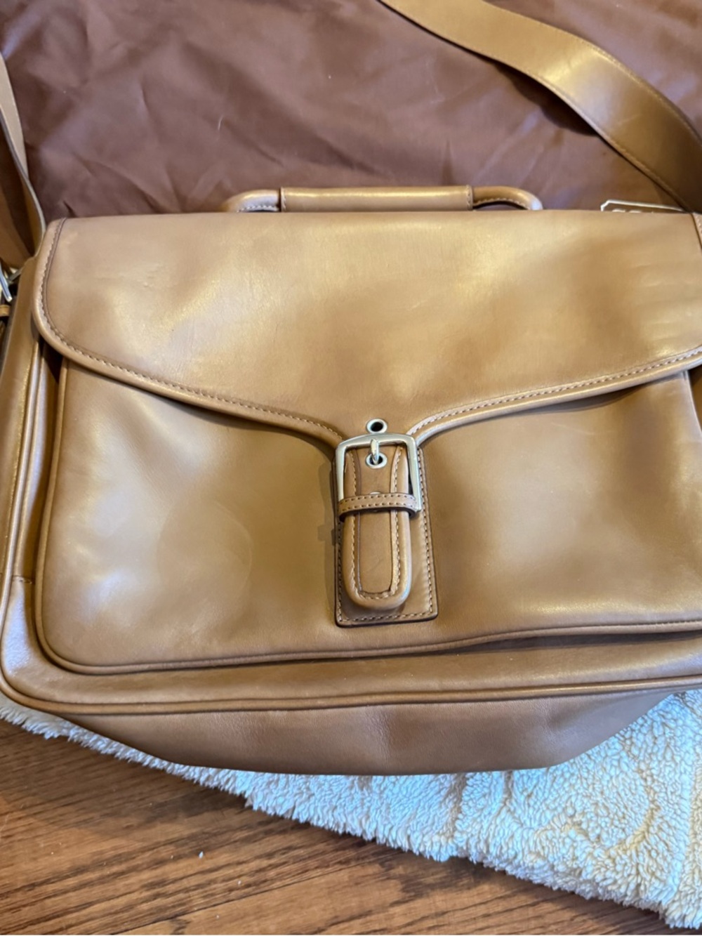 NWT COACH Vintage ClassicTan Leather Logan Commuter Messenger Business Brief Bag